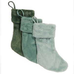Martha Stewart Green Faux Fur Christmas Stockings